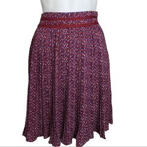 Banana Republic Skirt Pleated Burgundy Geometric Design Womens Size 6